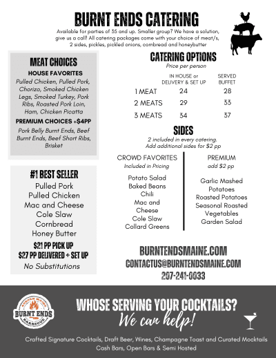 Burnt Ends BBQ Catering Menu